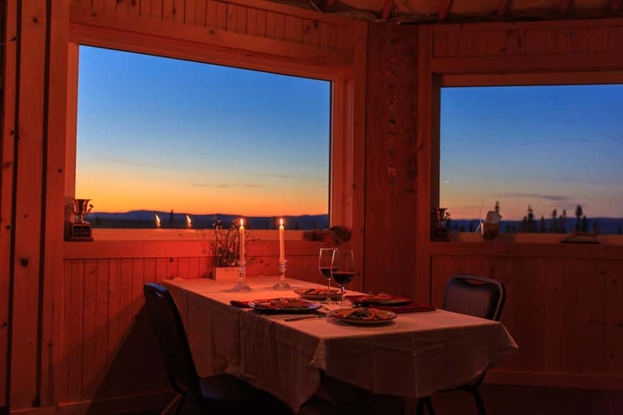 Late Night Yurt Dinner and Northern Lights - Inside the Yurt: Heated Comfort, Indoor Restrooms, and the Best Angle