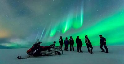 Levi: Northern Lights Snowmobile Safari and Campfire Picnic - Snowmobile basics in the cold: licenses, sleds, and single-snowmobile rules