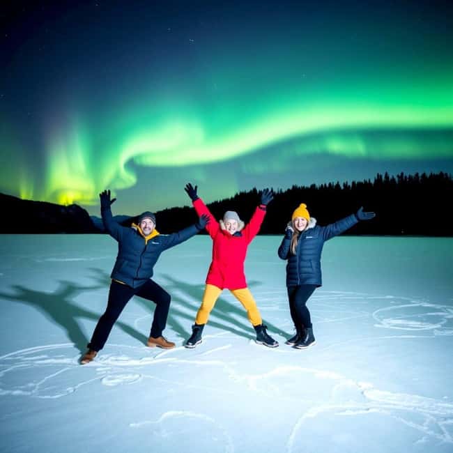 Levi: Northern Lights Tour and Stargazing by Telescope - Snowshoes on the frozen lake: the part that feels most Arctic