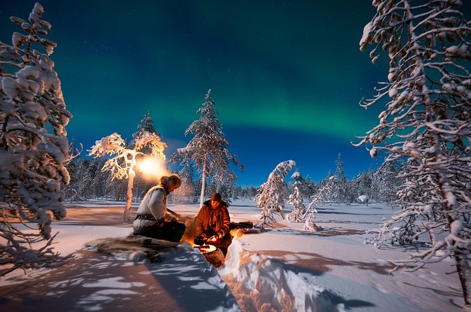Northern Lights Hunting Expedition in Ranua, Lapland - Fireside warmth: campfire food and Lapland comfort