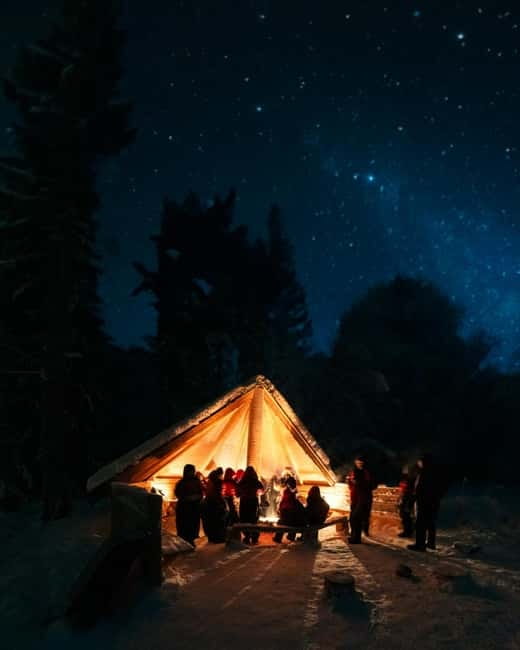 Northern Lights Tour Sleigh Ride - The teepee campfire: where the warmth (and food) actually happens