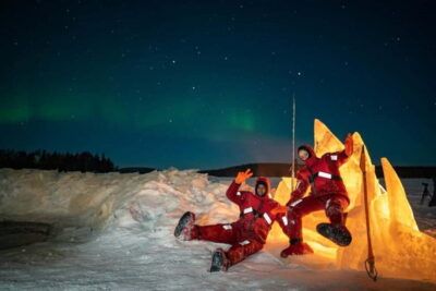 Rovaniemi: Ice Floating in Forest Lake with Aurora Borealis - The survival suit: warm enough to float, plan for real winter