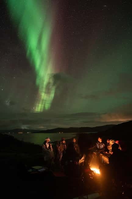 Tromsø: Adult Only Aurora hunt with Citizen Science - Thermal suits, boots, tripods, and the campfire meal routine